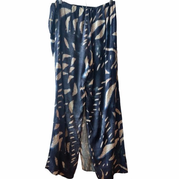 Soft Surroundings Womens Blue Velora Wrap Wide Leg Drapey Isle Style Pants 8 - Picture 2 of 11